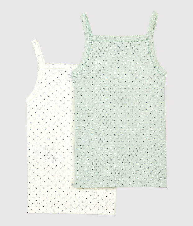 Juego de 2 camisas de tirantes caladas de ni&ntilde;a de algod&oacute;n org&aacute;nico multicolor